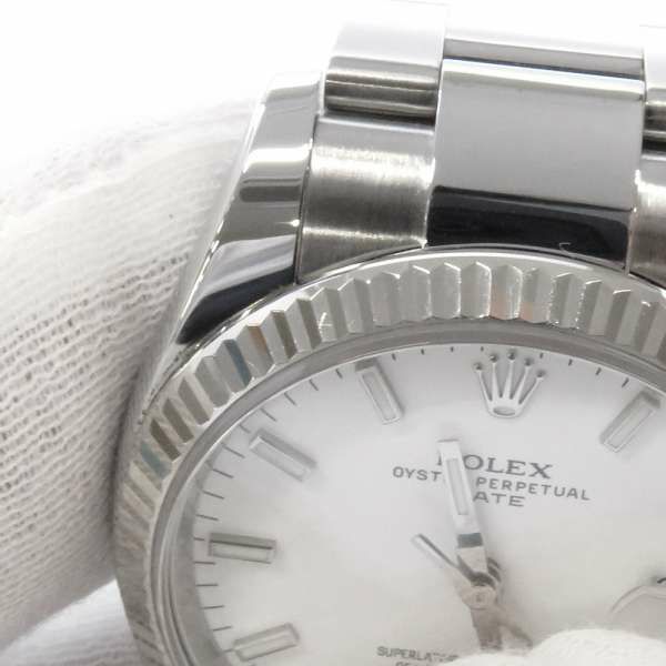 ロレックス オイスターパーペチュアルデイト SS/K18WGホワイトゴールド ランダムシリアル ルーレット 115234 ROLEX 腕時計 白文字盤