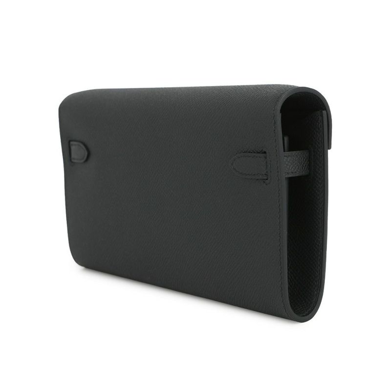 エルメス ケリーウォレット ロング トゥーゴー ブラック/シルバー金具 エプソン K刻印 HERMES 黒