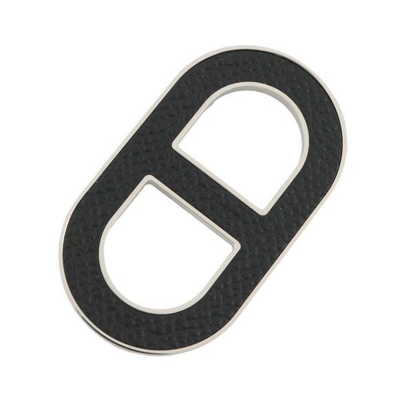 エルメス ブローチ シェーヌダンクル ブラック/シルバー金具 エプソン