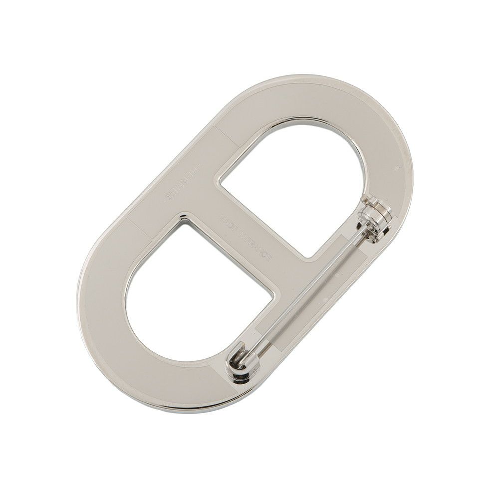 エルメス ブローチ シェーヌダンクル ブラック/シルバー金具 エプソン HERMES アクセサリー 黒