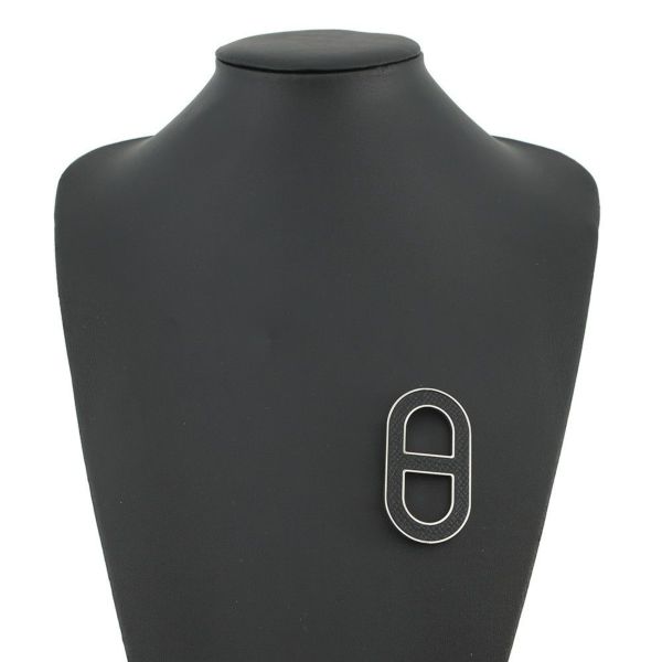 エルメス ブローチ シェーヌダンクル ブラック/シルバー金具 エプソン