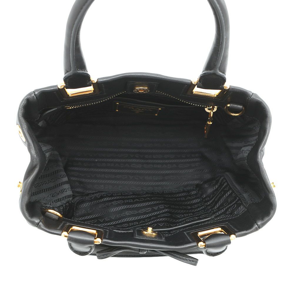 プラダ ハンドバッグ リボン レザー BN2245 PRADA 2ｗayショルダーバッグ 黒