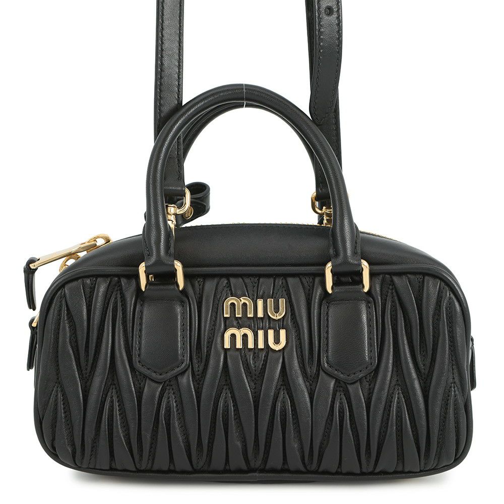 ミュウミュウ ハンドバッグ アルカディ マテラッセ レギュラー レザー 5BB142 MIUMIU 2wayショルダー 黒