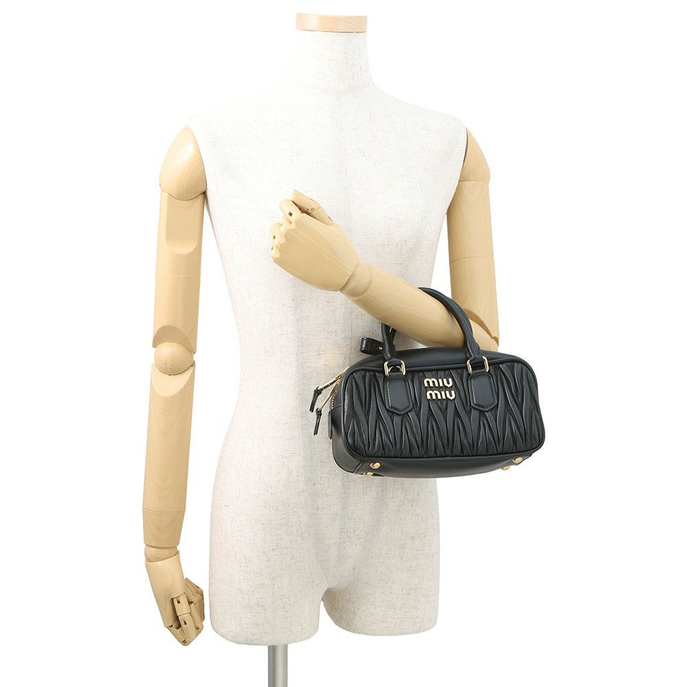 ミュウミュウ ハンドバッグ アルカディ マテラッセ レギュラー レザー 5BB142 MIUMIU 2wayショルダー 黒