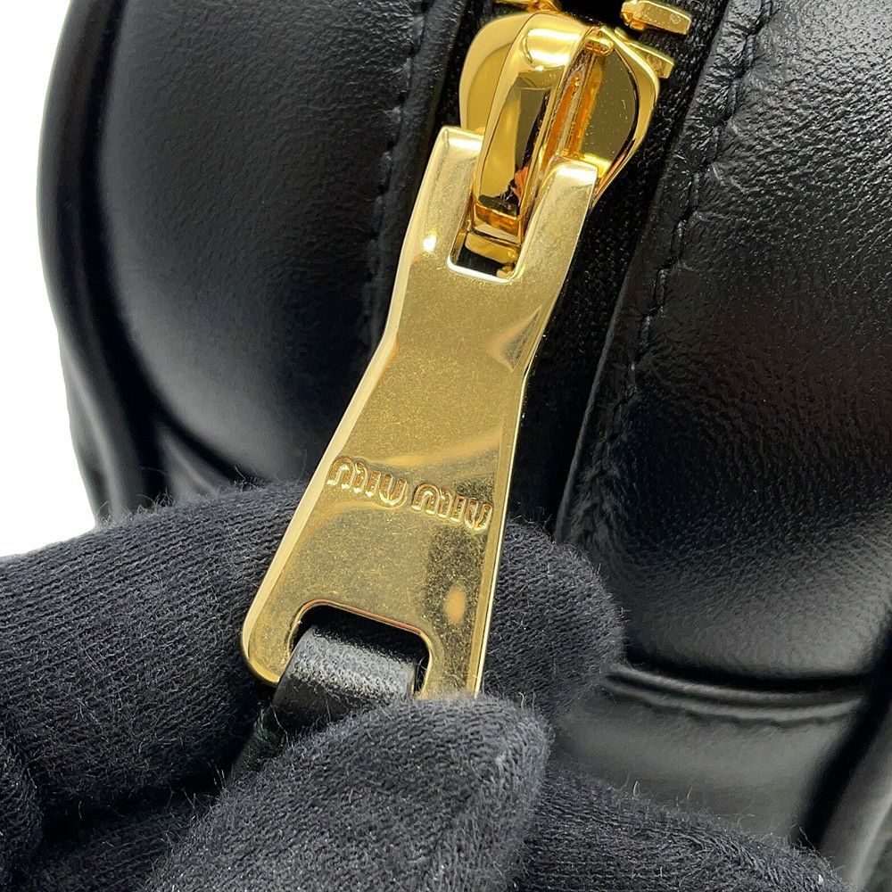ミュウミュウ ハンドバッグ アルカディ マテラッセ レギュラー レザー 5BB142 MIUMIU 2wayショルダー 黒