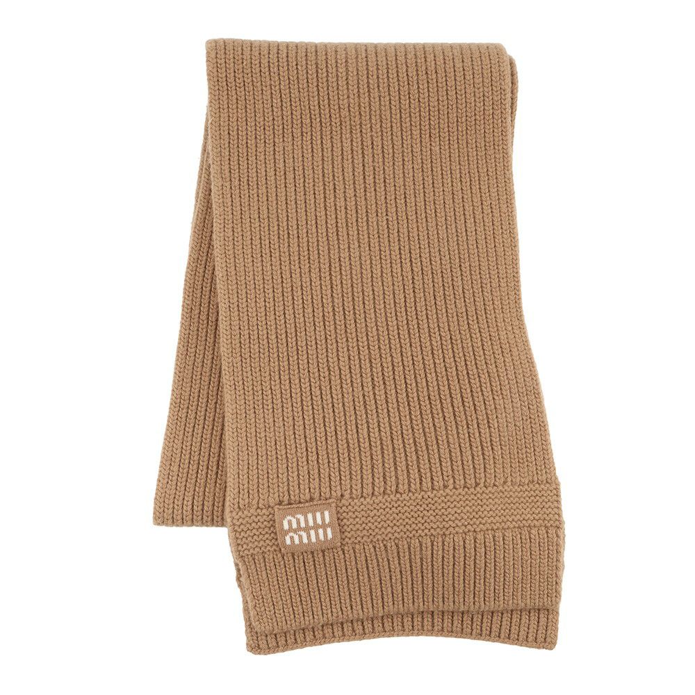 ミュウミュウ マフラー ロゴ ウールニットスカーフ ヴァージンウール カシミヤ 5FS048 Miu Miu