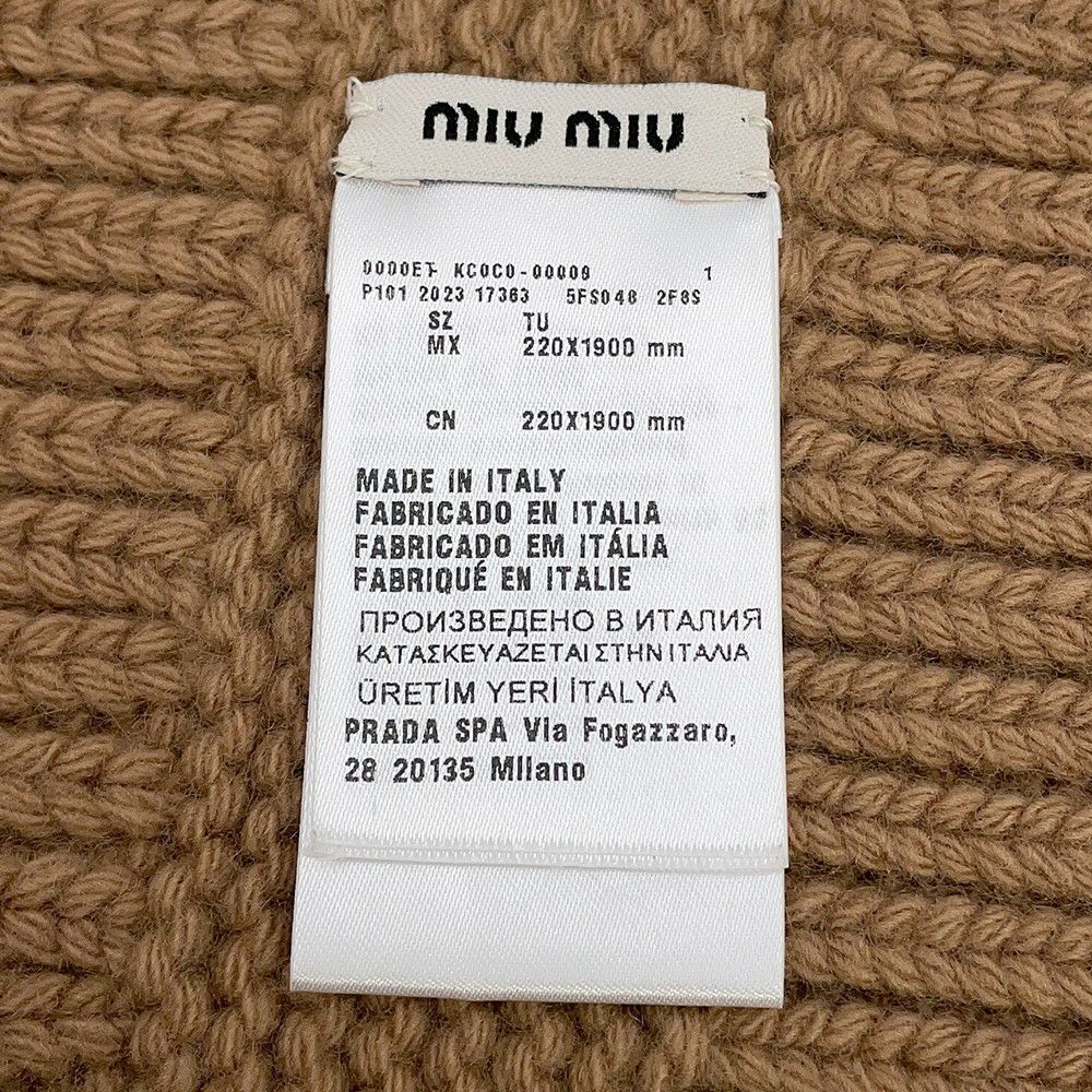 ミュウミュウ マフラー ロゴ ウールニットスカーフ ヴァージンウール カシミヤ 5FS048 Miu Miu