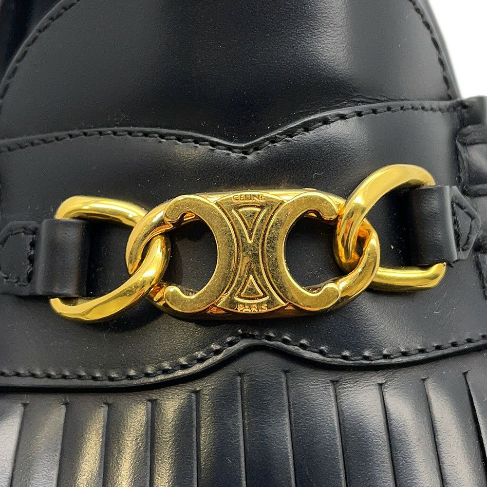 セリーヌ ローファー トリオンフチェーン マーガレット レディースサイズ37 レザー 344893602C CELINE 靴 黒