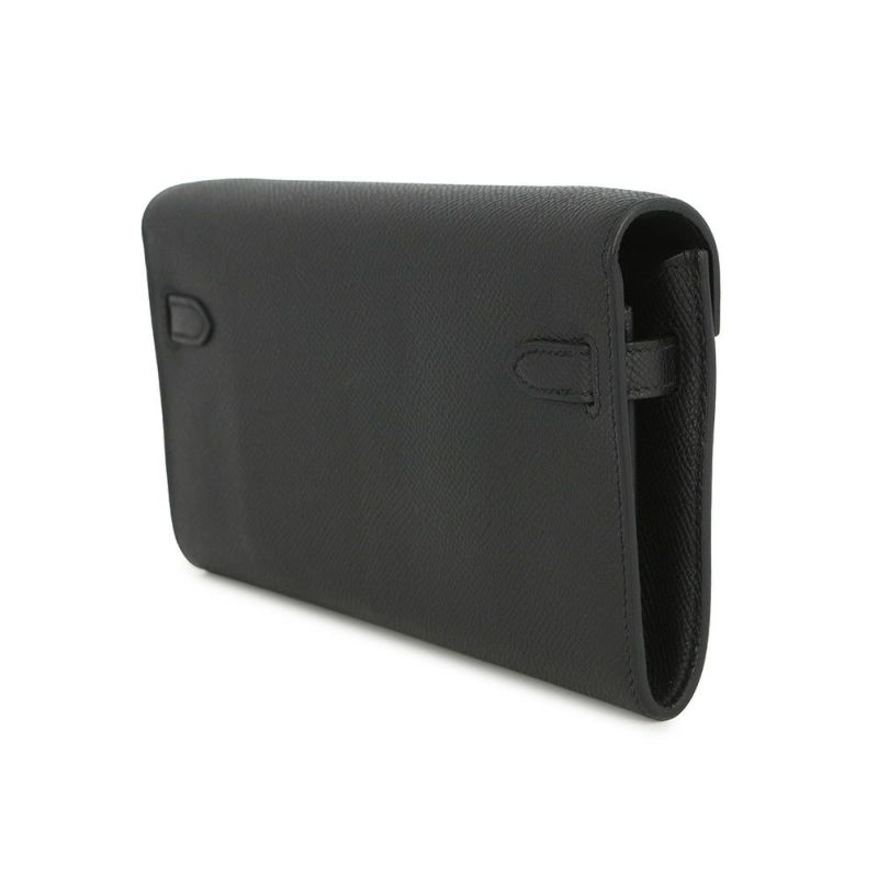 エルメス ケリーウォレット ロング トゥーゴー ブラック/シルバー金具 エプソン K刻印 HERMES 黒