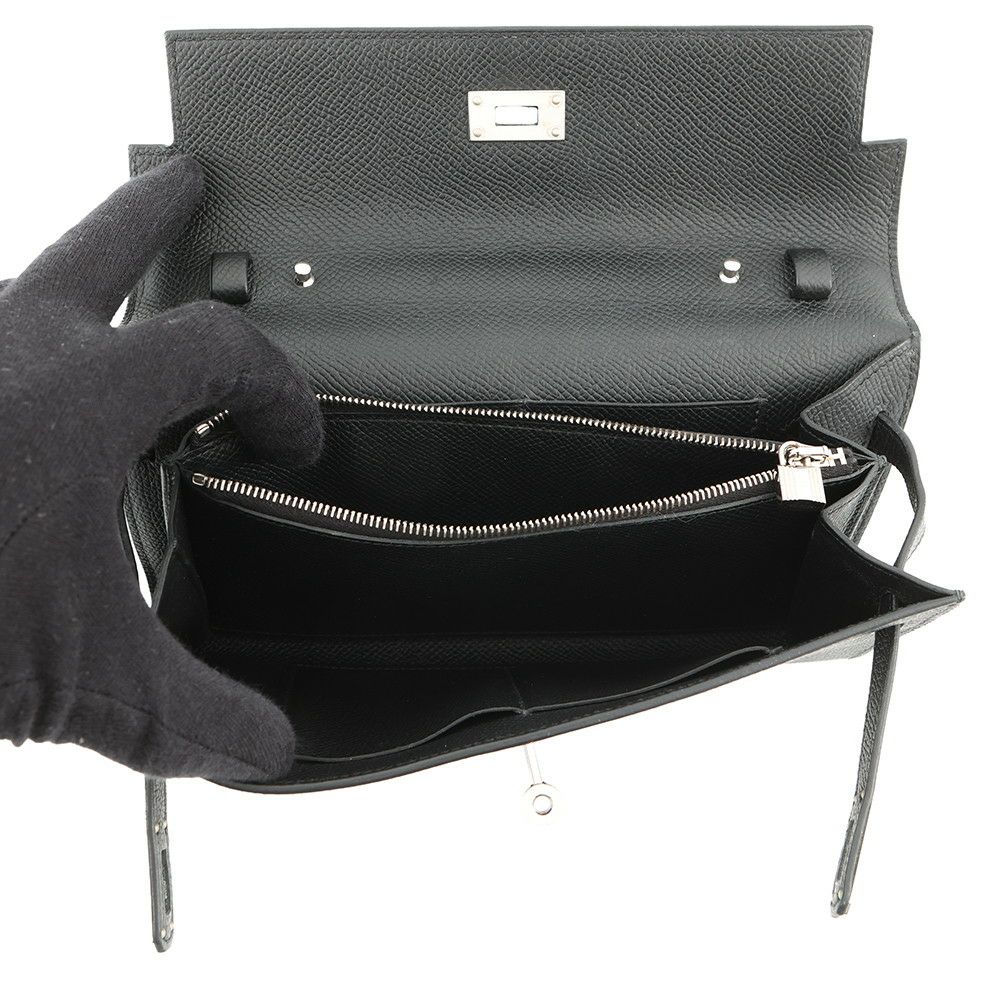 エルメス ケリーウォレット ロング トゥーゴー ブラック/シルバー金具 エプソン K刻印 HERMES 黒