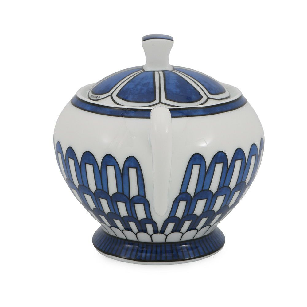 エルメス シュガーポット ブルー ダイユール 陶器 HERMES 砂糖ケース 食器