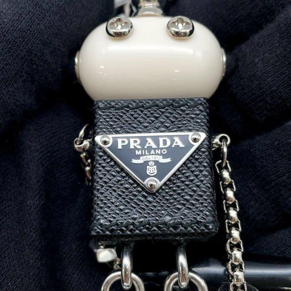 プラダ キーホルダー ロボット バッグチャーム サフィアーノレザー メタル 2TR101 PRADA 白 黒