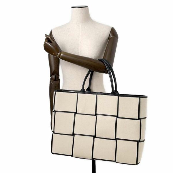 ボッテガヴェネタ トートバッグ アルコ ラージ キャンバス レザー 710196 BOTTEGA VENETA 黒