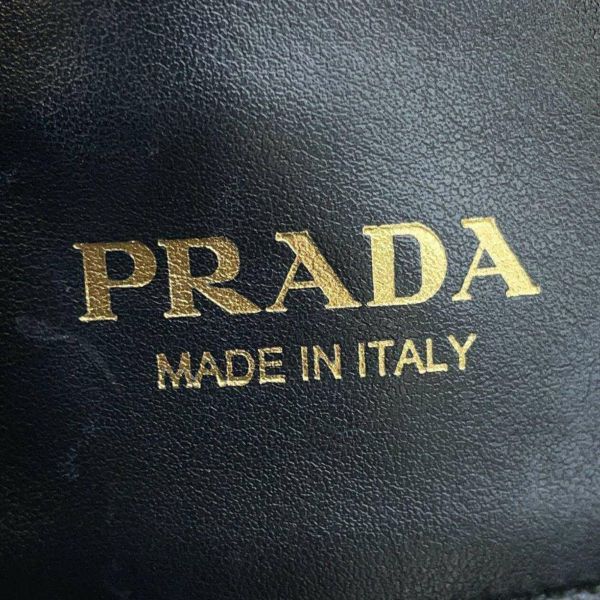 プラダ トートバッグ エンブロイダリー ロゴ キャンバス レザー 2VG106 PRADA ショルダーバッグ 黒