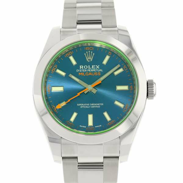 ロレックス ミルガウス グリーンガラス ランダムシリアル ルーレット 116400GV ROLEX 腕時計 ブルー文字盤