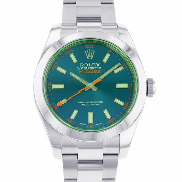 ロレックス ミルガウス グリーンガラス 116400GV ROLEX 腕時計 Zブルー ...