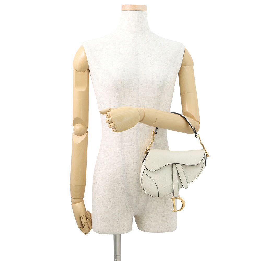 クリスチャン・ディオール ハンドバッグ サドルバッグ ミニ レザー M0447CWVG Christian Dior 白