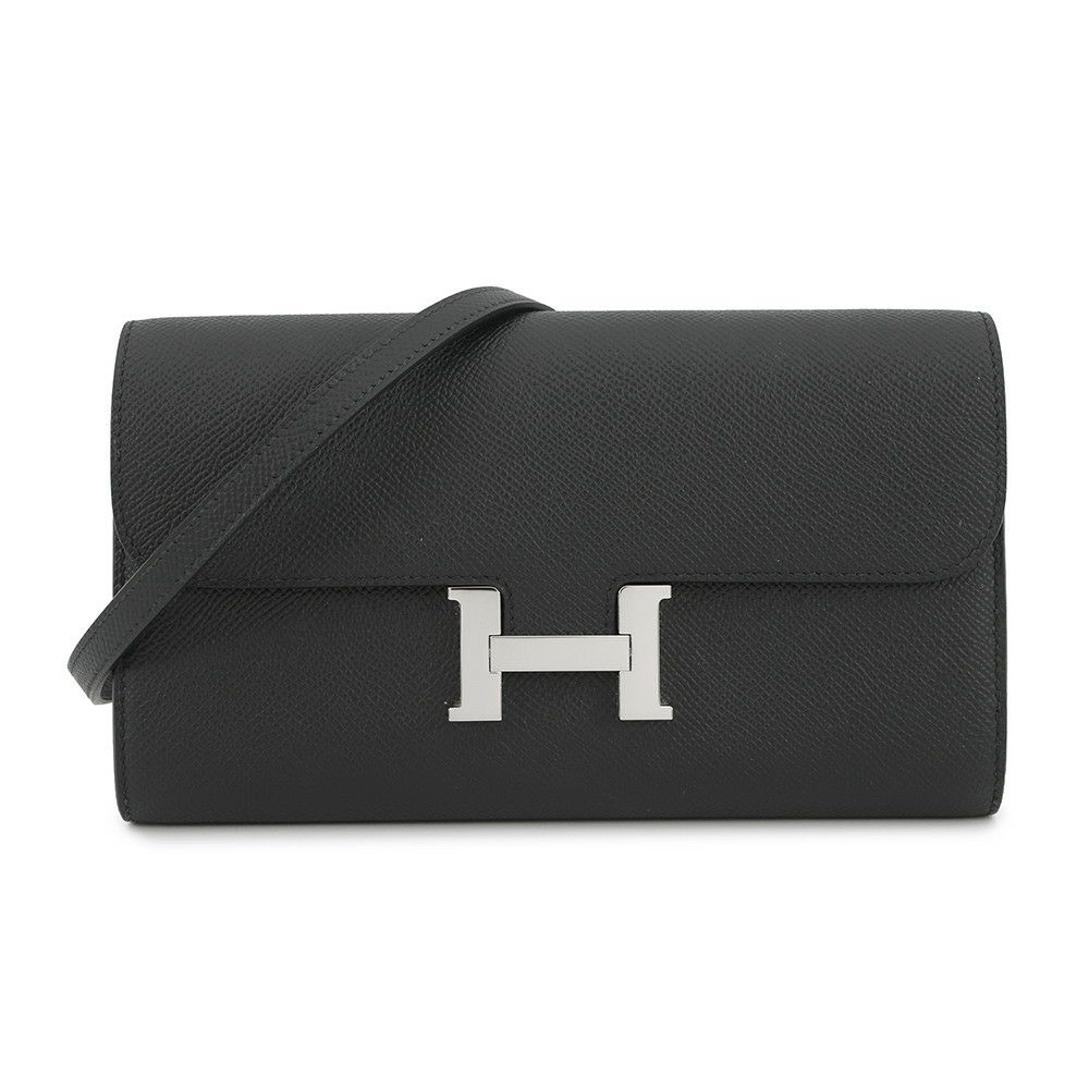 エルメス 長財布 コンスタンス トゥーゴー ロング ブラック/シルバー金具 エプソン W刻印 財布 黒