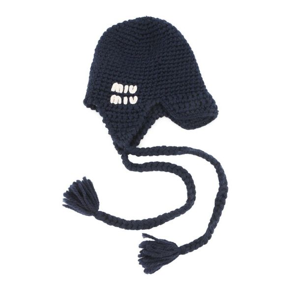 ミュウミュウ ニット帽 トラッパーハット ヴァージンウール 5HC385 Miu Miu 帽子