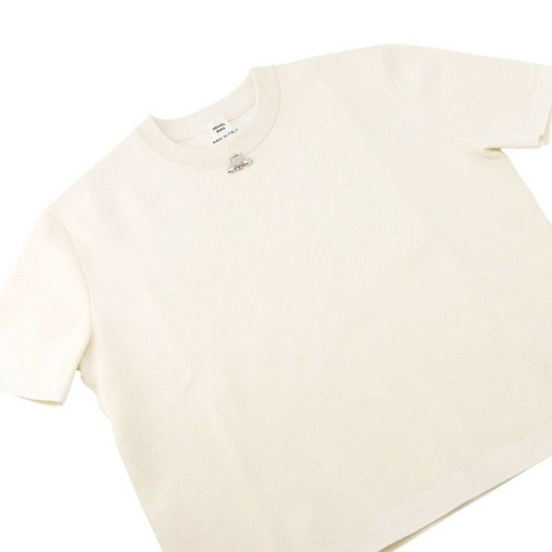 エルメス ニット ショートスリーブ パルフロワ・リミックス モチーフ シルク カシミヤ レディースサイズ36 白