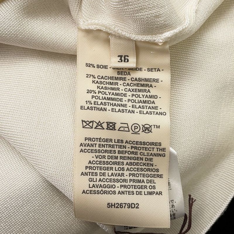 エルメス ニット ショートスリーブ パルフロワ・リミックス モチーフ シルク カシミヤ レディースサイズ36 白