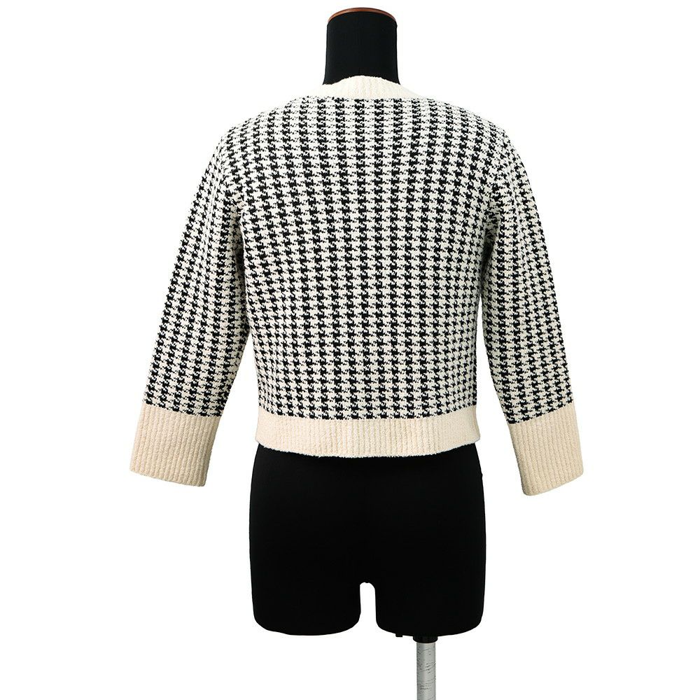 クリスチャン・ディオール ニット 千鳥格子 ツインセット アンサンブル レディースサイズ34 354W05AM324 トップス 白 黒