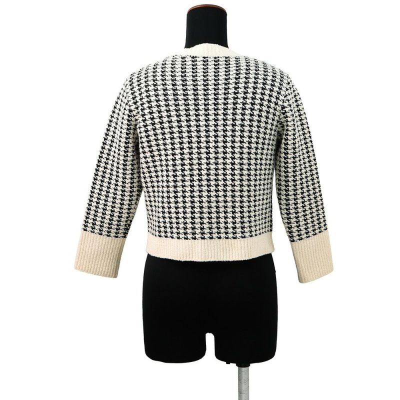 クリスチャン・ディオール ニット 千鳥格子 ツインセット アンサンブル レディースサイズ34 354W05AM324 トップス 白 黒