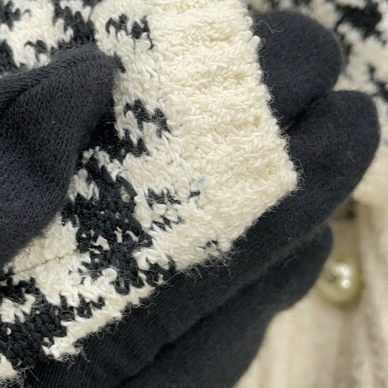 クリスチャン・ディオール ニット 千鳥格子 ツインセット アンサンブル レディースサイズ34 354W05AM324 トップス 白 黒