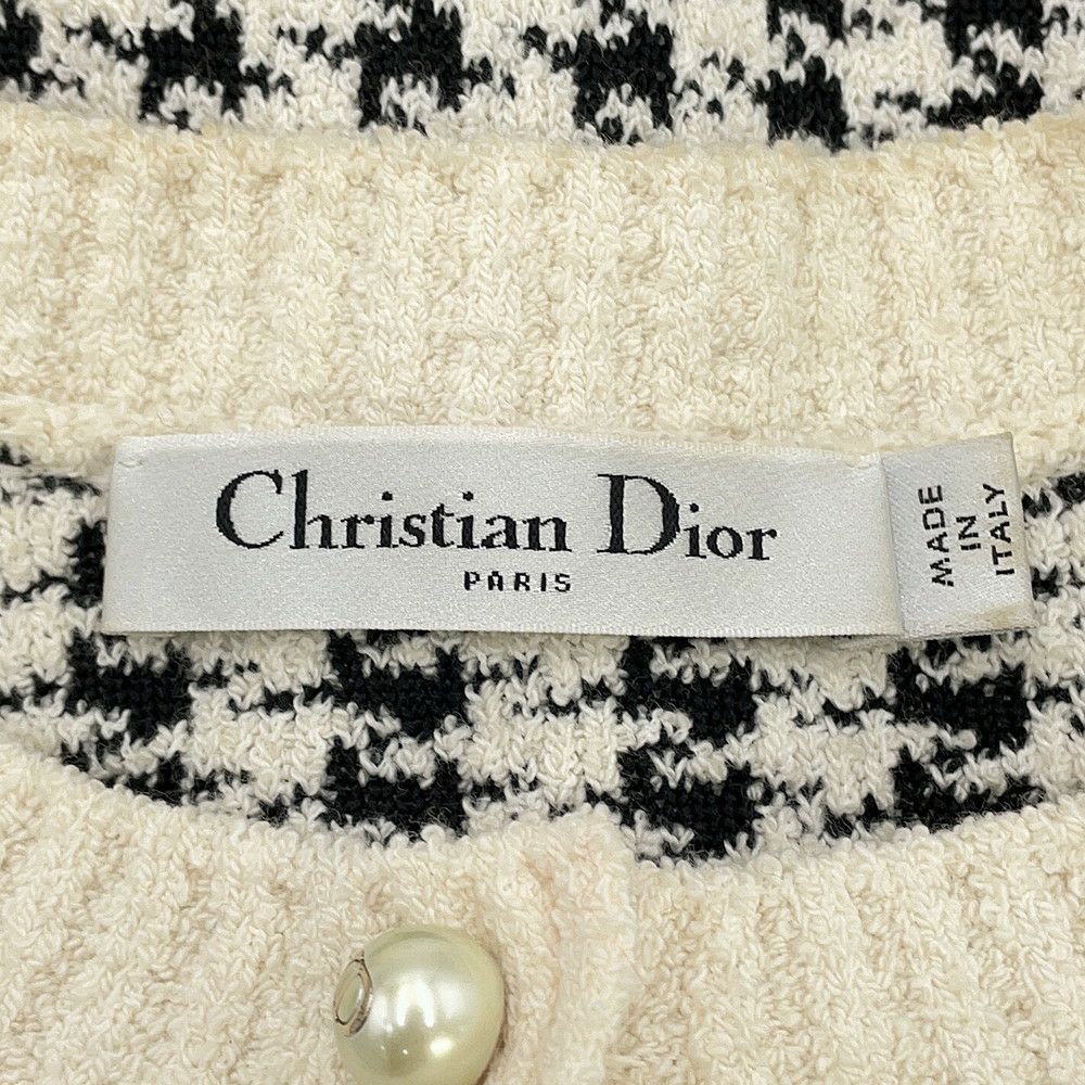 クリスチャン・ディオール ニット 千鳥格子 ツインセット アンサンブル レディースサイズ34 354W05AM324 トップス 白 黒