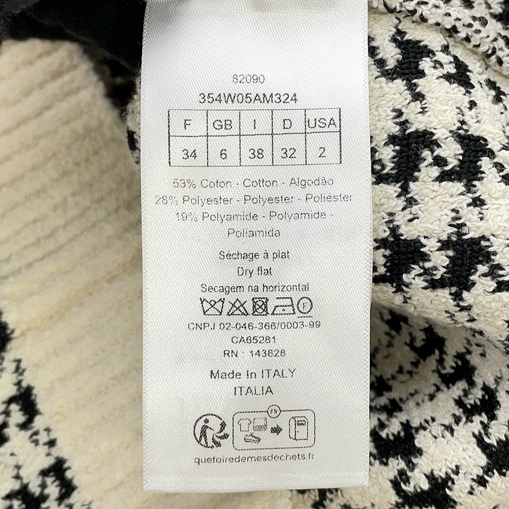 クリスチャン・ディオール ニット 千鳥格子 ツインセット アンサンブル レディースサイズ34 354W05AM324 トップス 白 黒