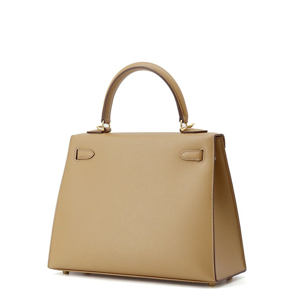 エルメス ハンドバッグ ケリー25 外縫い ヴェルソ ビスキュイ/ニューホワイト/ゴールド ヴォーマダム W刻印 ２wayショルダー