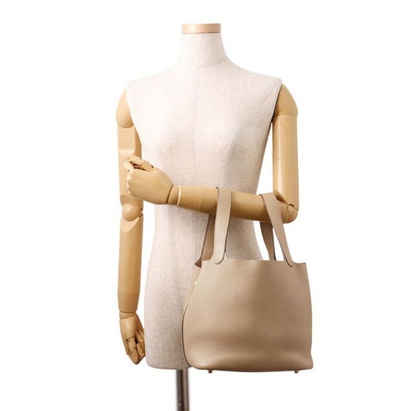 エルメス ハンドバッグ ピコタンロックMM ベージュマルファ/ゴールド金具 トリヨンクレマンス W刻印