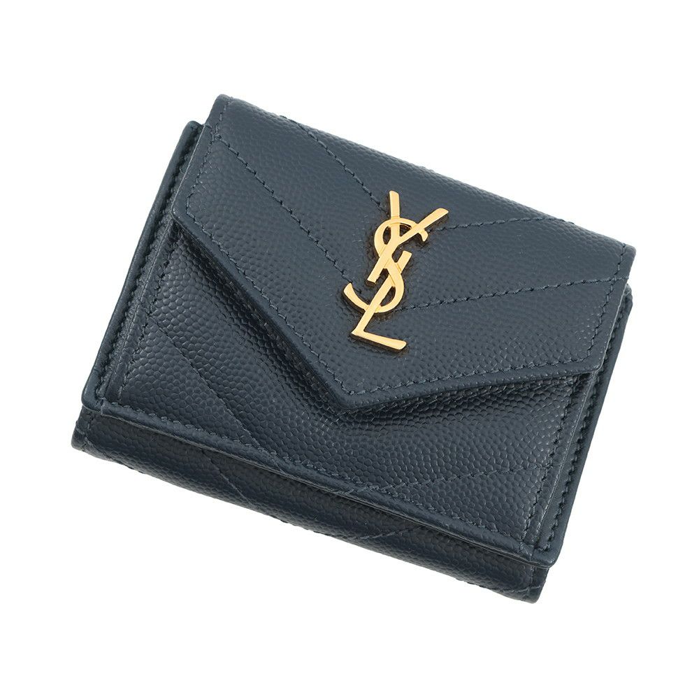 サンローランパリ 二つ折り財布 YSLライン コンパクト ジップ 