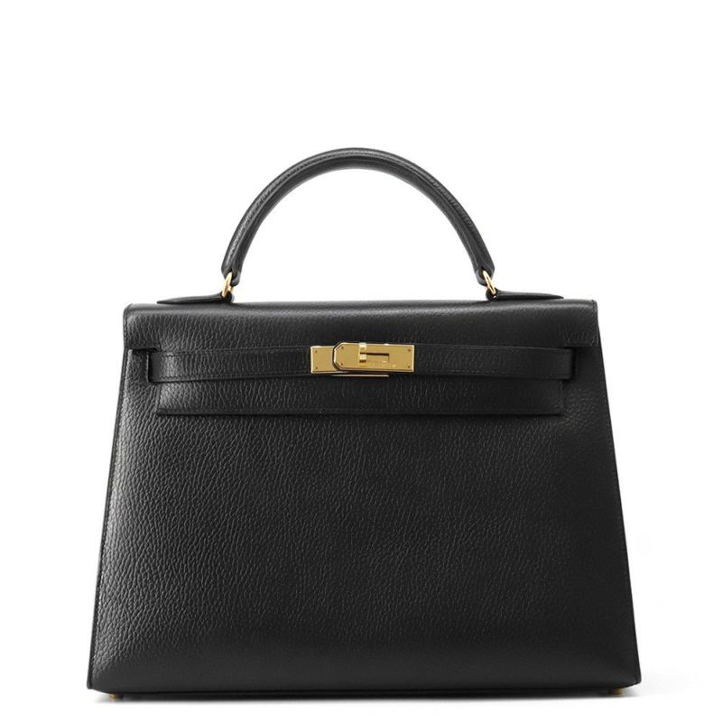 エルメス ハンドバッグ ケリー32 外縫いブラック/ゴールド金具 アルデンヌ 〇Z刻印 ２wayショルダー 黒