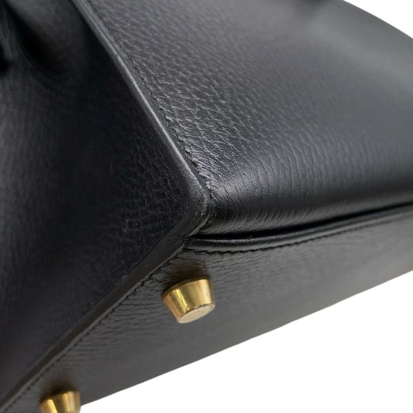 エルメス ハンドバッグ ケリー32 外縫いブラック/ゴールド金具 アルデンヌ 〇Z刻印 ２wayショルダー 黒