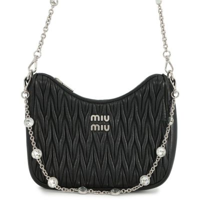 ミュウミュウ チェーンショルダーバッグ マテラッセ クリスタル レザー