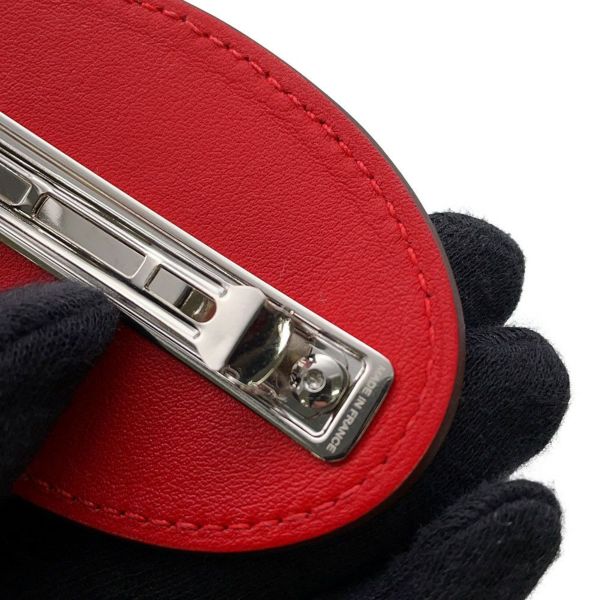 エルメス バレッタ エブリンPM ルージュ・ラデュー/シルバー金具 スイフト HERMES ヘアアクセサリー