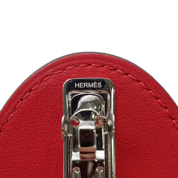 エルメス バレッタ エブリンPM ルージュ・ラデュー/シルバー金具 スイフト HERMES ヘアアクセサリー