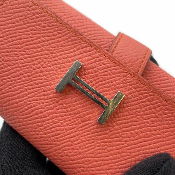 エルメス 4連キーケース ベアン フラミンゴ/シルバー金具 エプソン □R刻印 HERMES キーケース