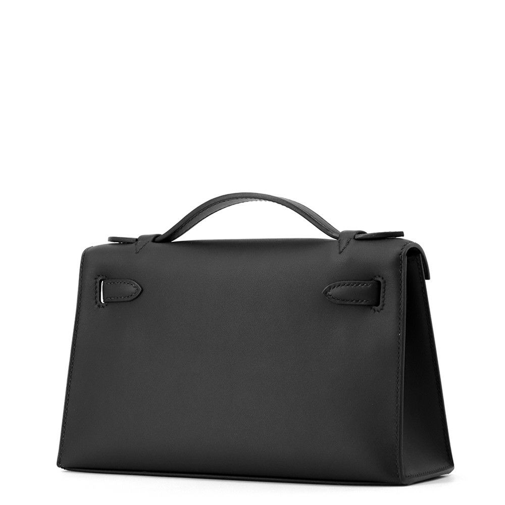 エルメス ハンドバッグ ポシェットケリー ブラック/ゴールド金具 スイフト W刻印 黒