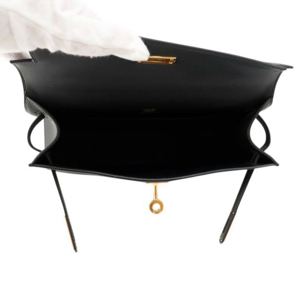 エルメス ハンドバッグ ポシェットケリー ブラック/ゴールド金具 スイフト W刻印 黒