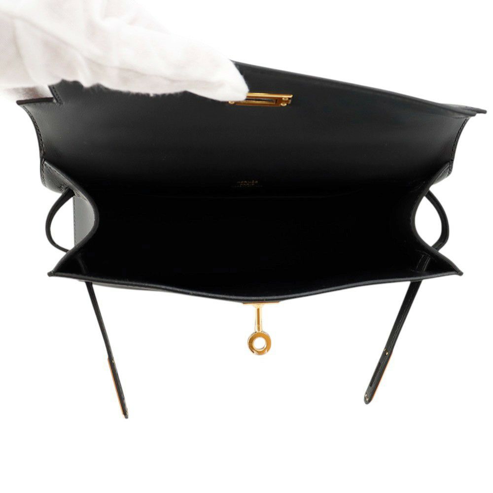 エルメス ハンドバッグ ポシェットケリー ブラック/ゴールド金具 スイフト W刻印 黒