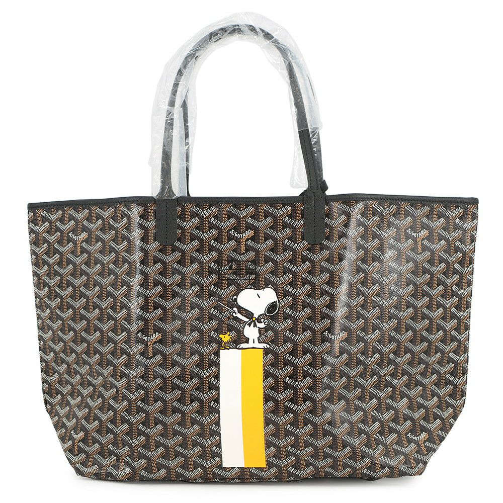 ゴヤール トートバッグ サンルイ マーカージュ スヌーピー PM PVC レザー GOYARD 黒