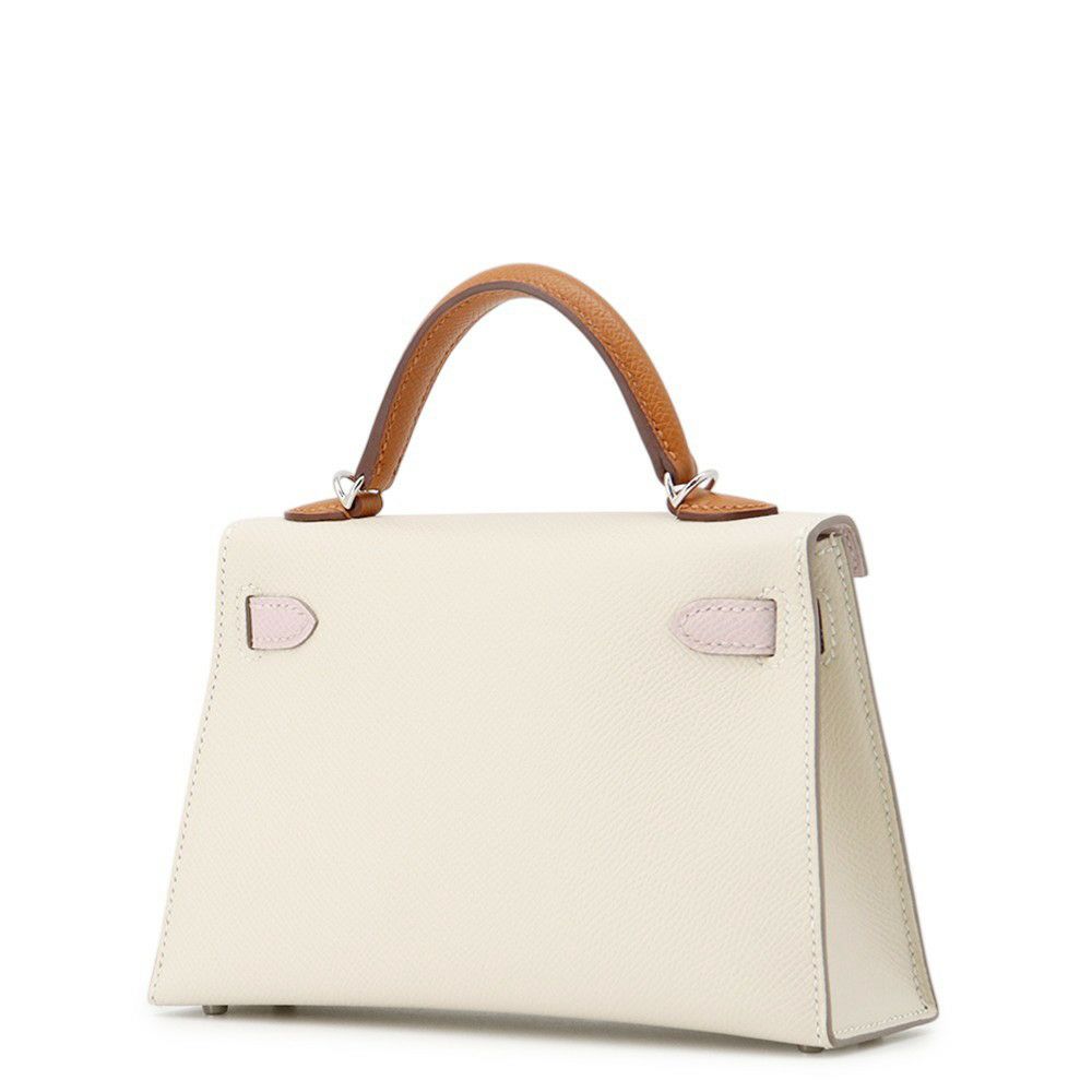 エルメス ミニケリー2 外縫い トリコロール クレ/モーヴペール