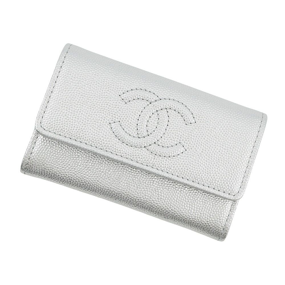 シャネル カードケース ココマーク メタリック キャビアスキン AP4705 CHANEL 名刺入れ
