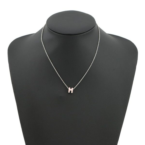 エルメス ネックレス ミニ・ポップアッシュ ローズドラジェ/シルバー金具 HERMES アクセサリー