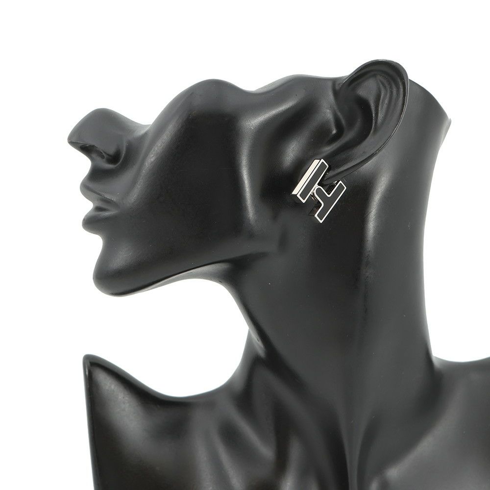 エルメス ピアス シングル H ブラック/シルバー金具 HERMES アクセサリー 片耳 黒