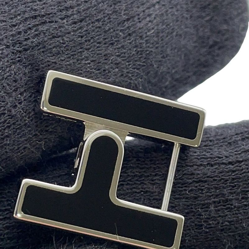 エルメス ピアス シングル H ブラック/シルバー金具 HERMES アクセサリー 片耳 黒