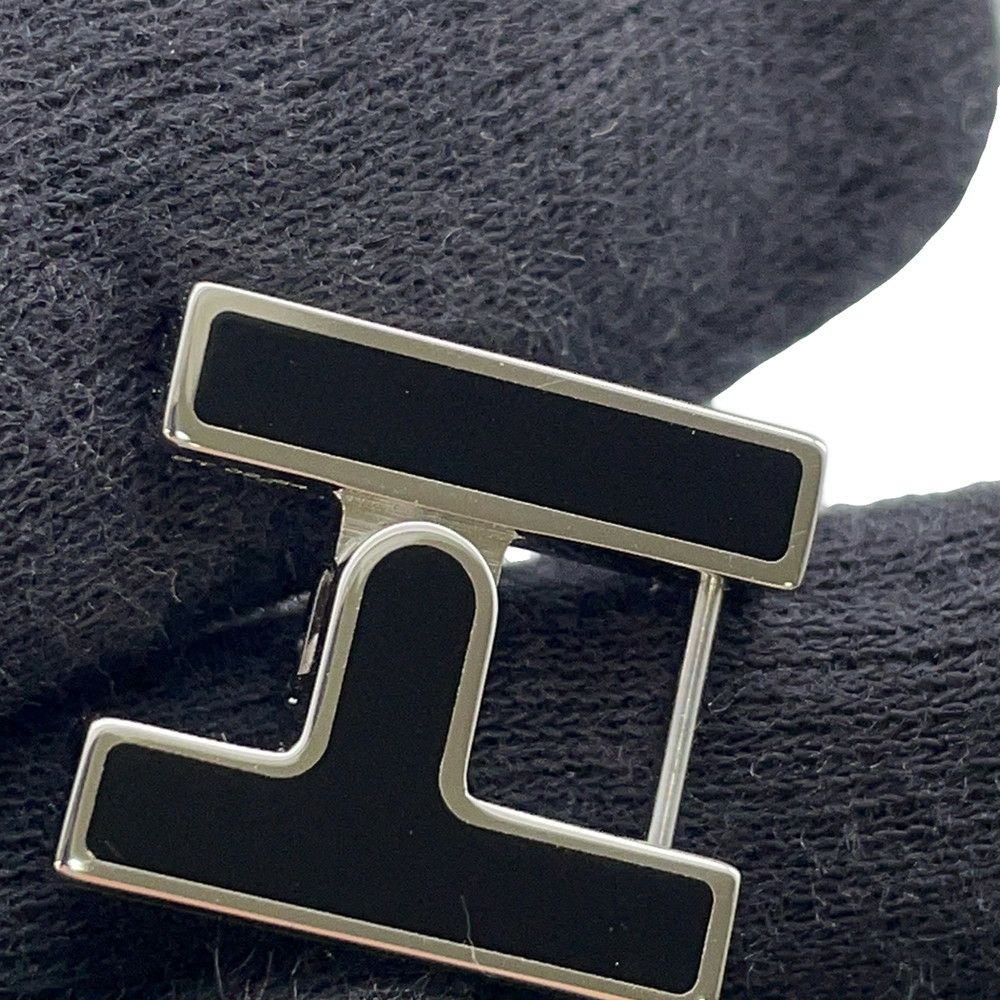 エルメス ピアス シングル H ブラック/シルバー金具 HERMES アクセサリー 片耳 黒