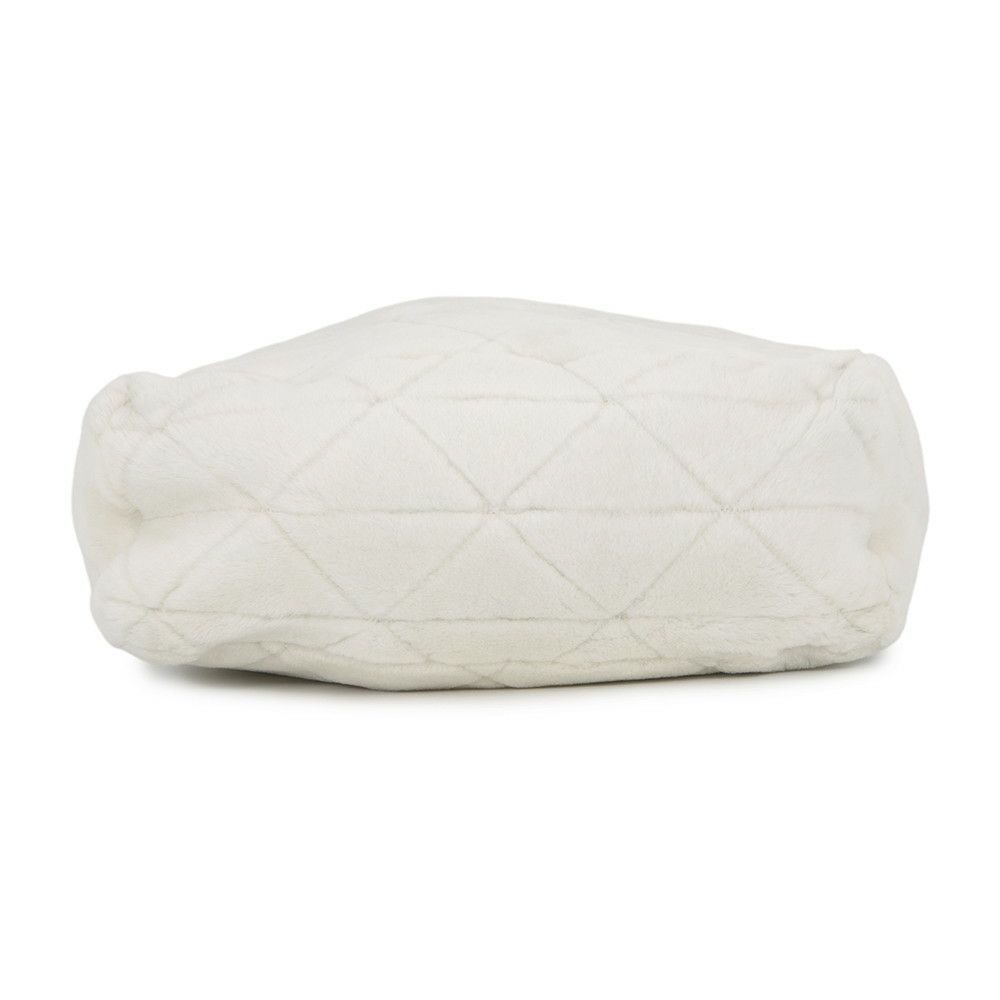 プラダ トートバッグ トライアングルロゴ ムートン 1BG130V PRADA ポーチ付き 白